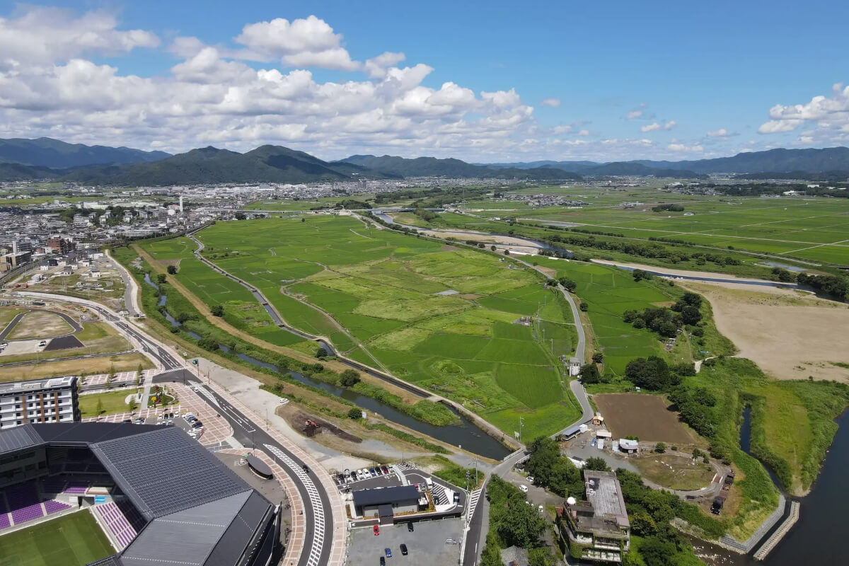 Aerial view of the Kameoka Greening Festival setting in Kyoto Prefecture