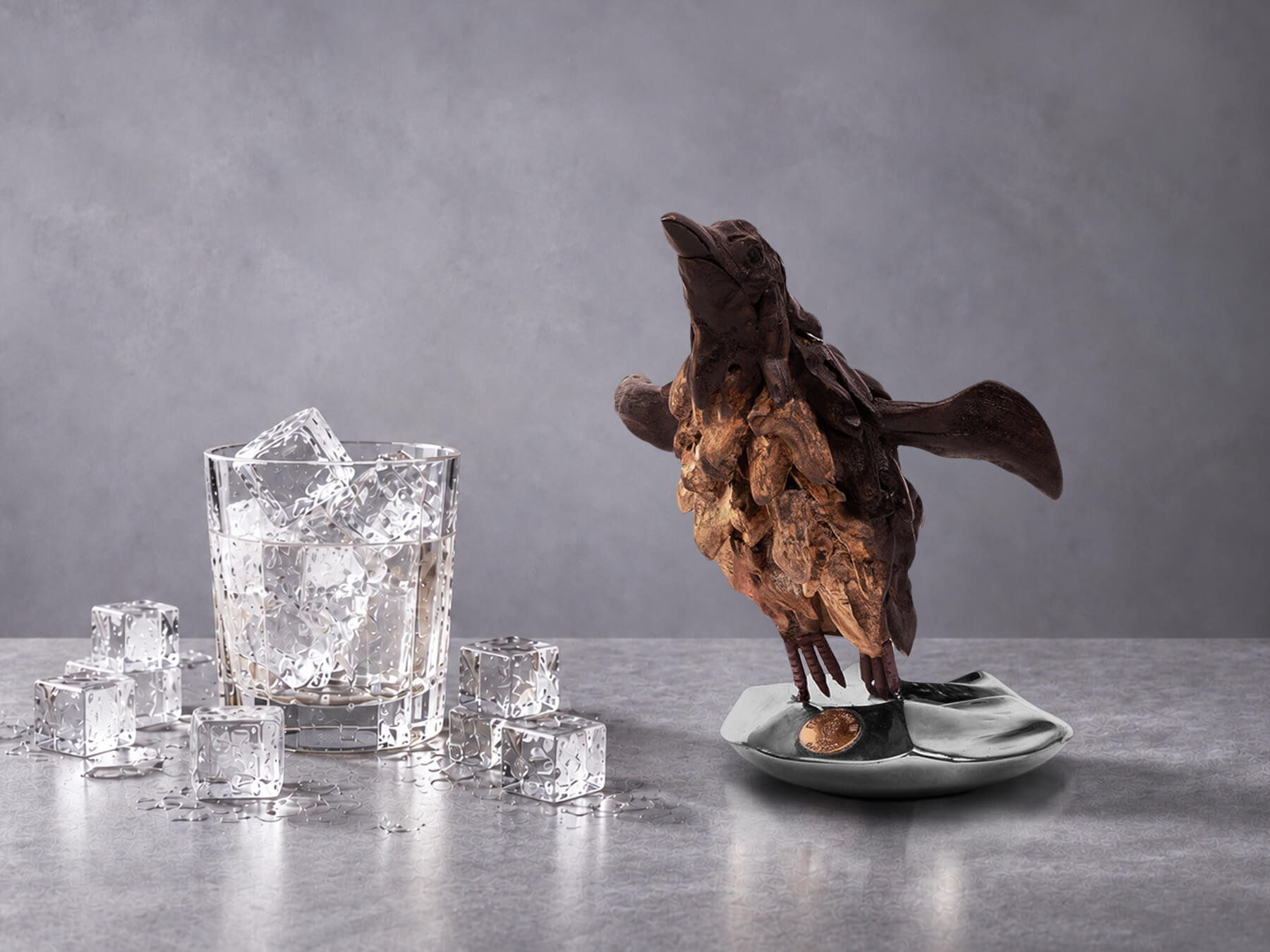 First Jump – driftwood bird sculpture by James Doran-Webb