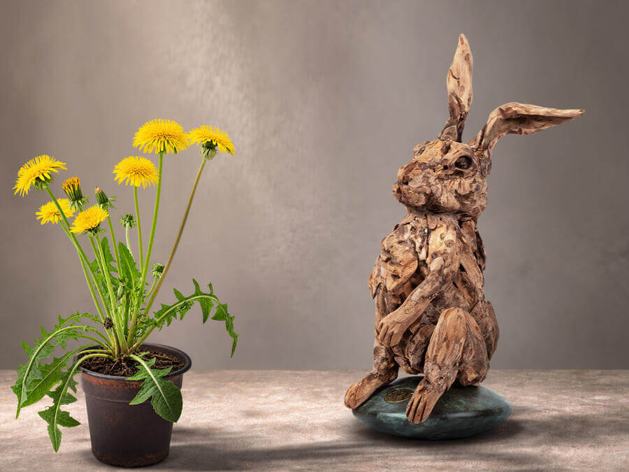 Wobble Leveret – driftwood hare sculpture by James Doran-Webb