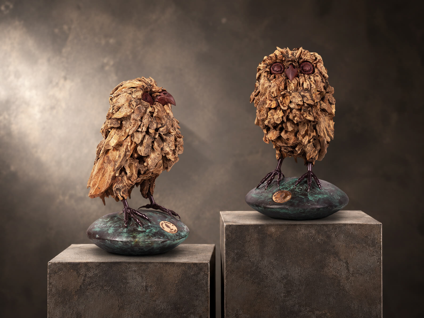 Wobble Owlet – driftwood owl sculpture by James Doran-Webb