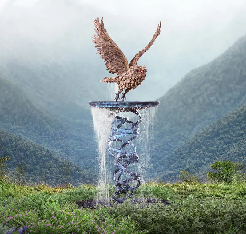 The Flight of the Great Horned Owl – driftwood sculpture by James Doran-Webb