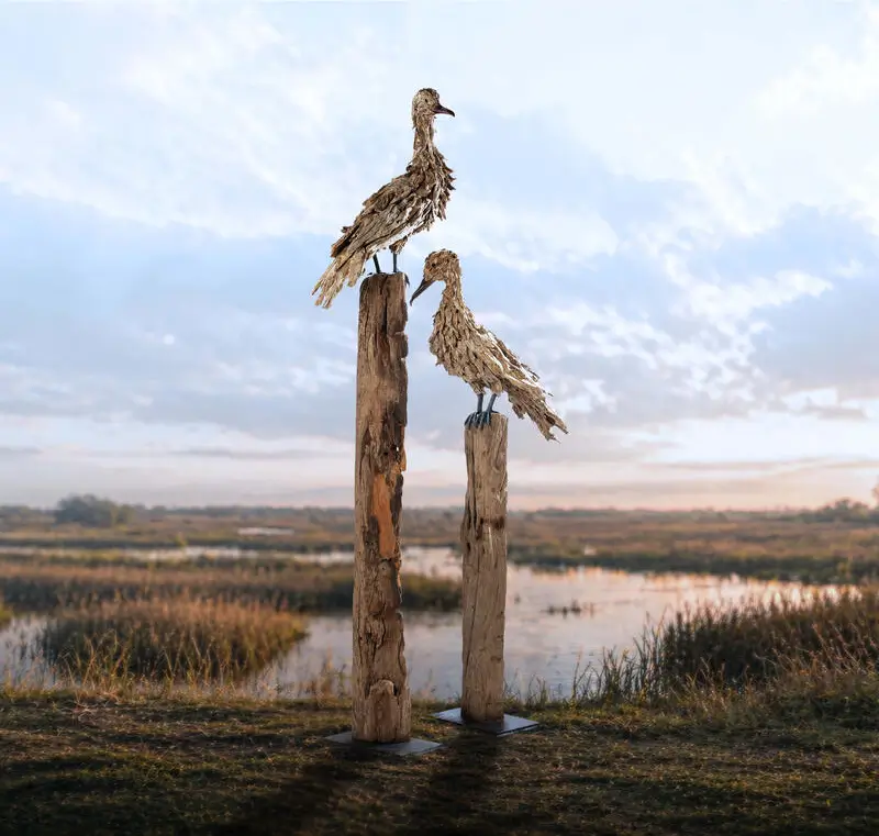 The Cormorants – driftwood sculpture by James Doran-Webb