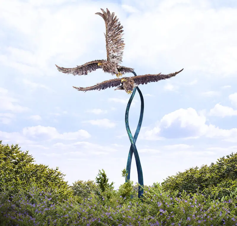 The Flight of the Bald Eagles – driftwood sculpture by James Doran-Webb