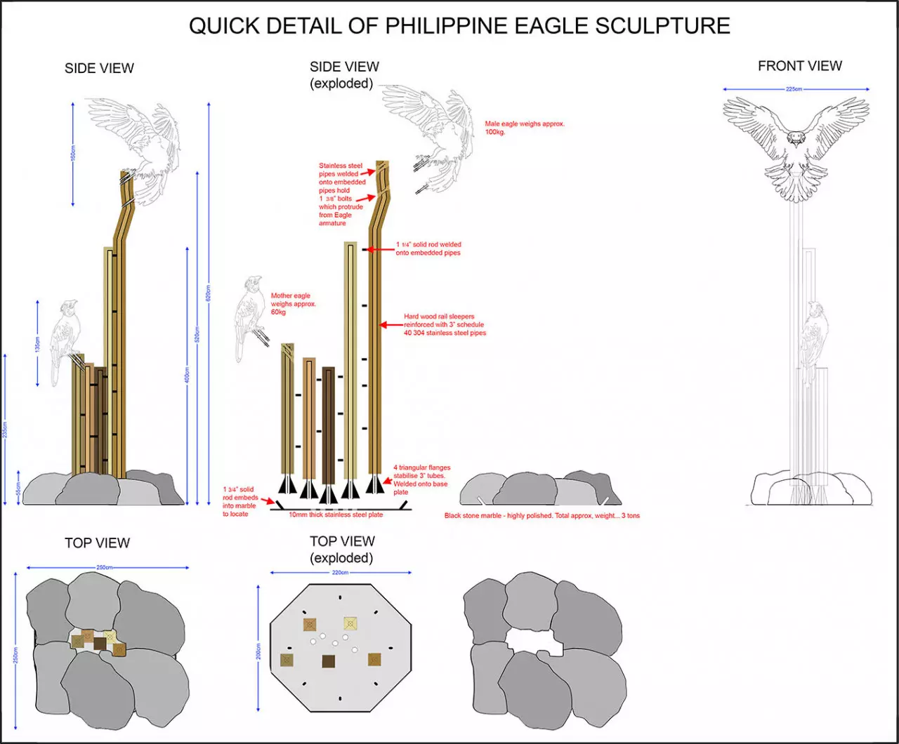 Original sketch of Mag Anak showing concept of tower and base