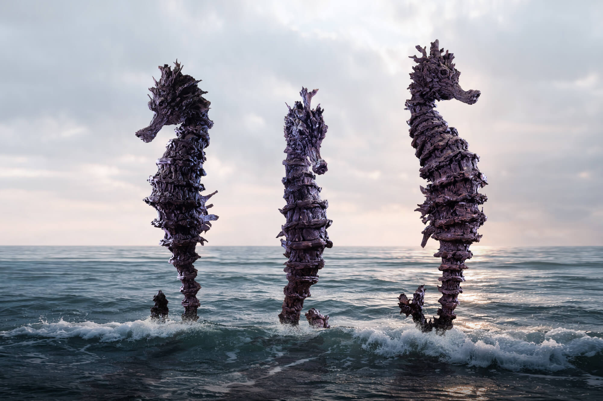 Seahorses sculpture by James Doran-Webb